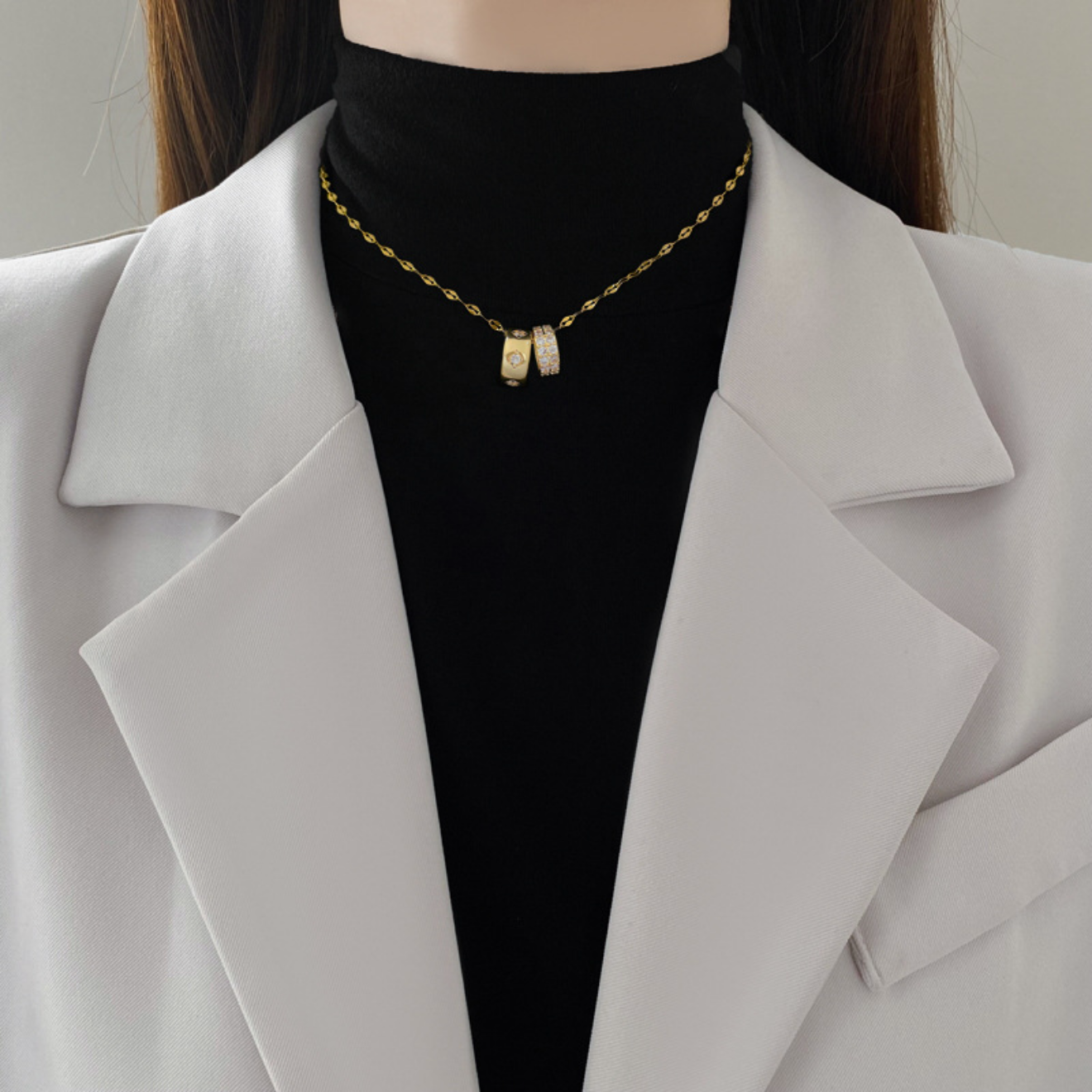 Double Ring Necklace